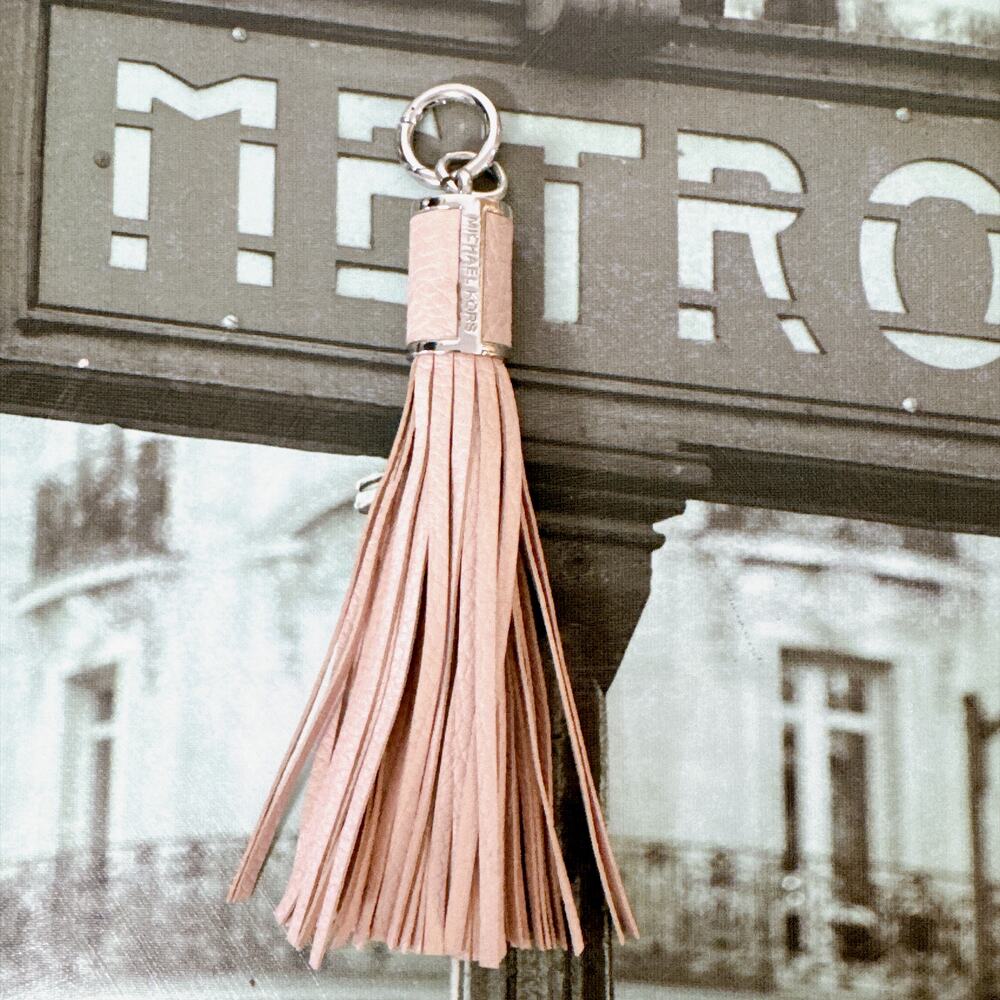 Michael Kors 35H6GKCK2L Blush Pink Large Leather Tassel Bag Charm Keychain NWT
